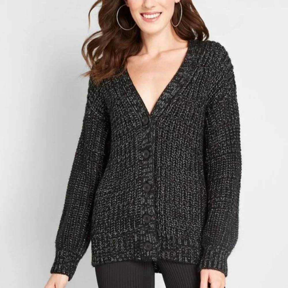Modcloth Warming Signs Knit Cardigan Black